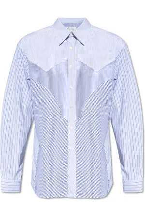 Maison Margiela Koszule, Mężczyzna, Niebieski, M, Bawełna, Koszula w Paski