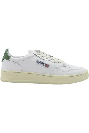 Autry Buty, Mężczyzna, Biały, 45 EU, Białe Skórzane Sneakersy z Zielonymi Akcentami