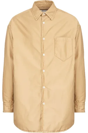 Maison Margiela Koszule, Mężczyzna, Beżowy, S, Bawełna, Beżowa bawełniana koszula o kroju oversize