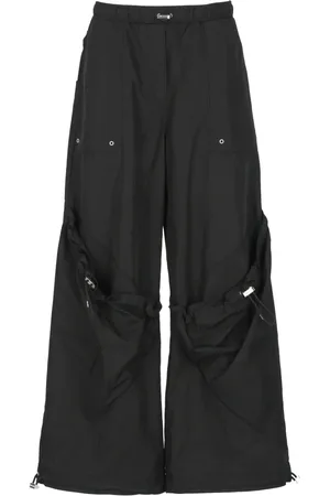 The Attico Spodnie, Kobieta, Czarny, S, Nylon, Spodnie Cargo z Szerokimi Nogawkami i Elastycznym Pasem