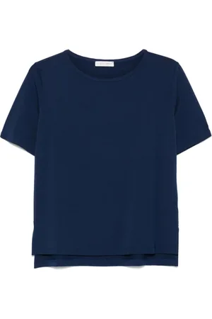 LE TRICOT PERUGIA Koszulki, Kobieta, Niebieski, M, Granatowy T-shirt z Krótkim Rękawem