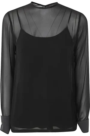 Max Mara Bluzki, Kobieta, Czarny, 3XS, Jedwabna Bluzka Żorżeta