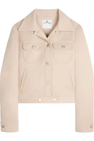 Courrèges Kurtki, Kobieta, Beżowy, XS, Poliester, Signature Twill Trucker Jacket