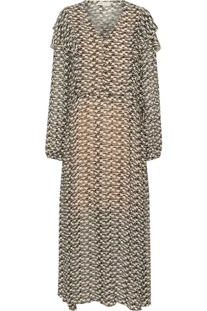INWEAR Sukienki, Kobieta, Wielobarwność, 2XS, Sukienka z Dekoltem w Serek i Falbanami