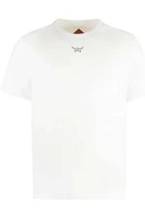 MCM Koszulki, Mężczyzna, Biały, S, Organiczny Bawełniany T-Shirt z Okrągłym Dekoltem