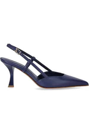 SERGIO LEVANTESI Buty, Kobieta, Niebieski, 37 EU, Niebieska Slingback Pump z Złotą Sprzączką