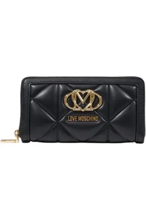 Moschino Akcesoria, Kobieta, Czarny, ONE SIZE, Pikowany portfel zapinany na zamek