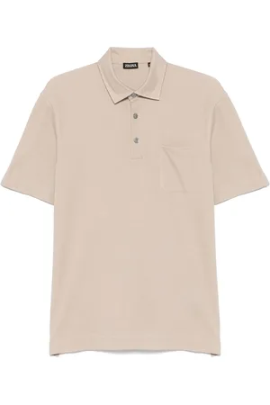 Ermenegildo Zegna Koszulki, Mężczyzna, Beżowy, XL, Bawełna, Bawełniana koszulka polo z 3 guzikami, Made in Italy