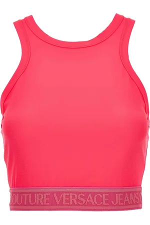 VERSACE Koszulki, Kobieta, Różowy, 2XS, Fioletowy Top dla Kobiet