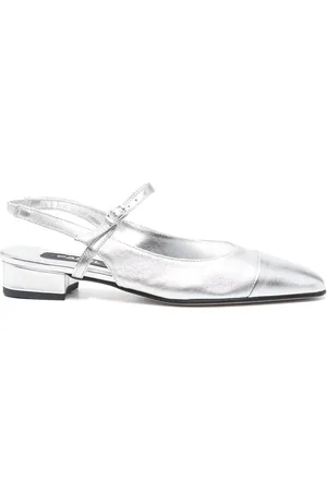 Carel Buty, Kobieta, Szary, 38 EU, Skóra, Srebrne baleriny z paskiem Slingback na platformie