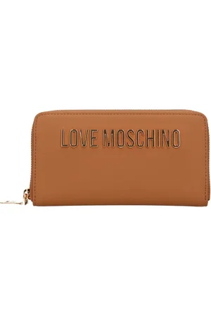 Moschino Akcesoria, Kobieta, brązowy, ONE SIZE, Skóra, Portfel ze sztucznej skóry z zamkiem błyskawicznym i metalowym logo