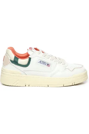 Autry Buty, Mężczyzna, Biały, 39 EU, Zamsz, Stylowe Sneakersy w Białym, Zielonym, Pomarańczowym
