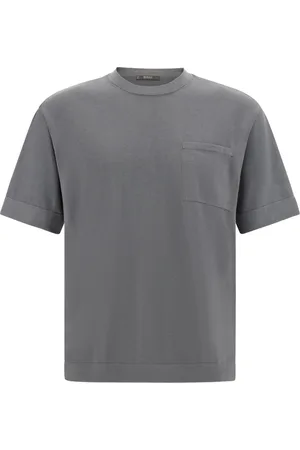 Boggi Milano Koszulki, Mężczyzna, Szary, M, Bawełna, Dzianinowy T-shirt z bawełny Pima