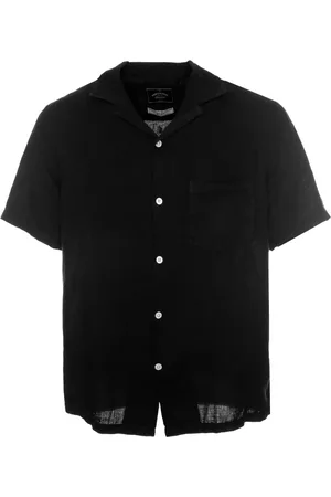 Portuguese Flannel Koszule, Mężczyzna, Czarny, S, Koszula lniana z kołnierzem