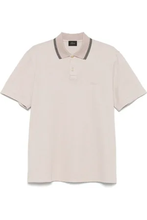 BRIONI Koszulki, Mężczyzna, Beżowy, M, Polo z haftowanym logo i paskami
