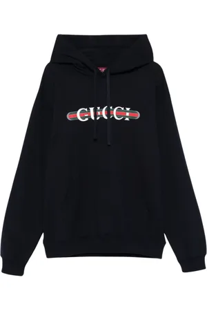 Gucci Bluzy, Mężczyzna, Niebieski, L, Niebieski kaptur z nadrukiem Web
