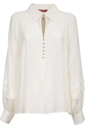 Max Mara Bluzki, Kobieta, Biały, L, Jedwabna Bluzka T-Shirt z Rękawami Raglanowymi