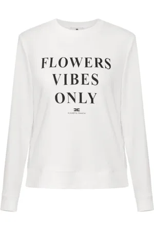 Elisabetta Franchi Bluzy, Kobieta, Beżowy, L, Bawełna, Bluza z nadrukiem liter