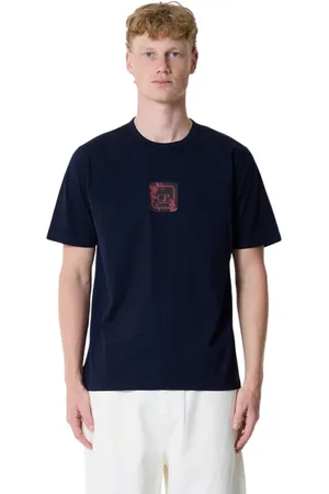 C.P. Company Koszulki, Mężczyzna, Niebieski, XL, Bawełna, Bawełniany T-shirt Regular