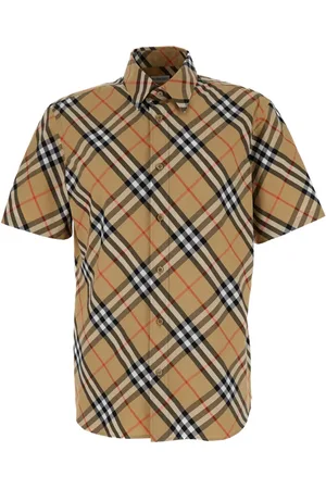 Burberry Koszule, Mężczyzna, Beżowy, L, Bawełna, Klasyczna beżowa koszula z motywem kraty