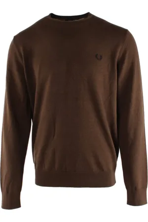 Fred Perry Swetry, Mężczyzna, brązowy, S, Bawełna, Brązowy sweter z wełny i bawełny