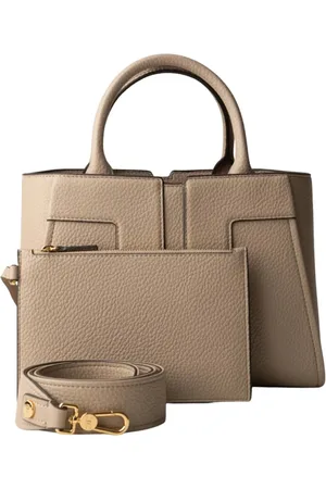 Elisabetta Franchi Torebki, Kobieta, Szary, ONE SIZE, Skóra, Torba Shopper z Kontrastowym Profilem