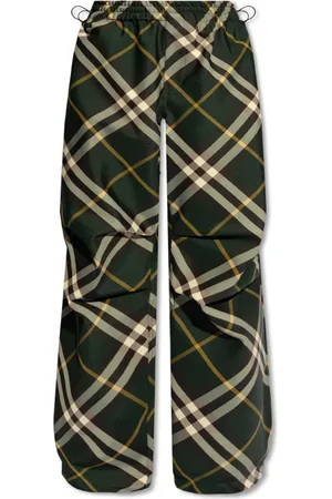 Burberry Spodnie, Mężczyzna, Zielony, M, Poliester, Wzorzyste spodnie
