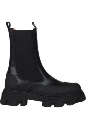 Ganni Buty, Kobieta, Czarny, 36 EU, Skóra, Cleated Mid Chelsea Boot