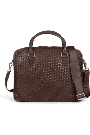 Howard London Torebki, Mężczyzna, brązowy, ONE SIZE, Skóra, Pleciona Torba na Laptopa John Ciemnobrązowa