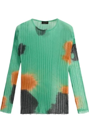 Roberto Collina Koszulki, Kobieta, Zielony, M, Sweter z Dżunglą w Stylu Tie-Dye