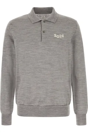 Comme des Garçons Koszulki, Mężczyzna, Szary, S, Wełna, Maglieria Polo Shirt