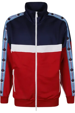 Dsquared2 Bluzy, Mężczyzna, Wielobarwność, XL, Bawełna, Czerwono-Niebiesko-Biała Bluza Rozpinana ze Stójką