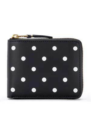Comme des Garçons Akcesoria, Kobieta, Czarny, ONE SIZE, Skóra, Portfel skórzany w kropki