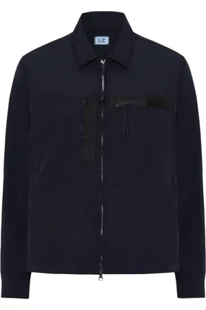C.P. Company Kurtki, Mężczyzna, Niebieski, XL, Kurtka Chrome Full Zip Logo Overshirt