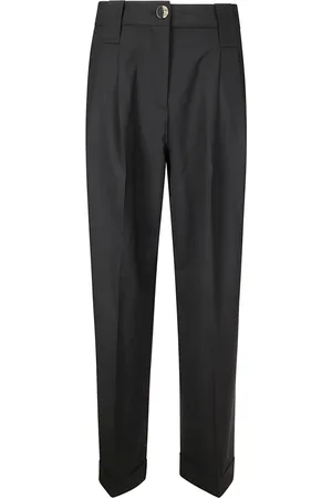 Ganni Spodnie, Kobieta, Czarny, S, Poliester, Melange Loose Pleat Pants