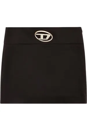 Diesel Spódnice, Kobieta, Czarny, L, Wełna, Spódnica O-Dixy z logo D