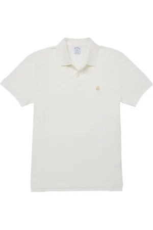 Brooks Brothers Koszulki, Mężczyzna, Biały, XL, Bawełna, Koszulka Polo Slim-fit z Krótkim Rękawem Pique