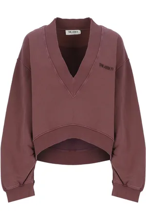 The Attico Swetry, Kobieta, Czerwony, XS, Bawełna, Bluza z dekoltem w serek