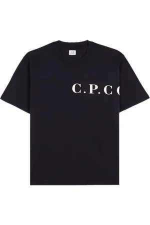 C.P. Company Koszulki, Mężczyzna, Czarny, XL, Koszulka z logo z przodu i z tyłu