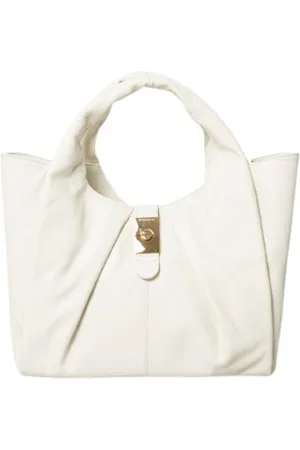 Borbonese Torebki, Kobieta, Beżowy, ONE SIZE, Skóra, Średnia Torba Shopper - Cream Chantilly