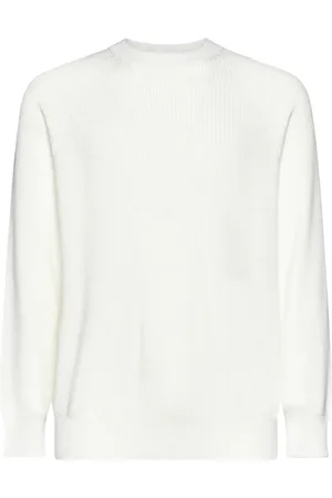Brunello Cucinelli Bluzy, Mężczyzna, Biały, L, Bawełna, Sweter Pulower