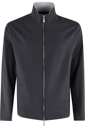 ELEVENTY Bluzy, Mężczyzna, Niebieski, 2XL, Kurtka z Kołnierzem i Pełnym Zamkiem
