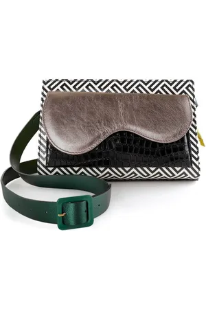 Chie Mihara Torebki, Kobieta, Wielobarwność, ONE SIZE, Skóra, Metaliczna skórzana torebka crossbody z geometrycznym wzorem