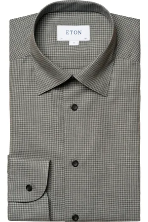 Eton Koszule, Mężczyzna, Zielony, 4XL, Bawełna, Dopasowana koszula codzienna Slim Fit