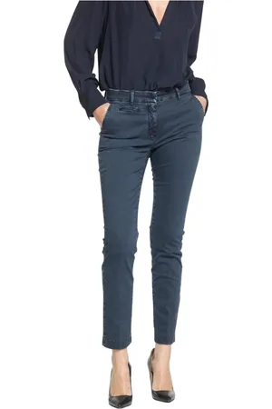 Masons Spodnie, Kobieta, Niebieski, 2XS, Satyna, Spodnie Chino Slim Fit