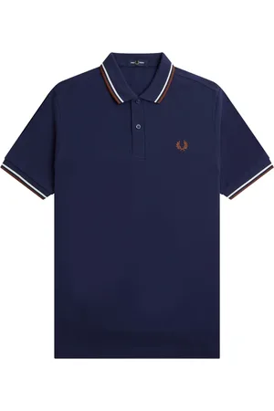 Fred Perry Koszulki, Mężczyzna, Niebieski, L, Bawełna, Koszulka Polo z Podwójnym Paskiem