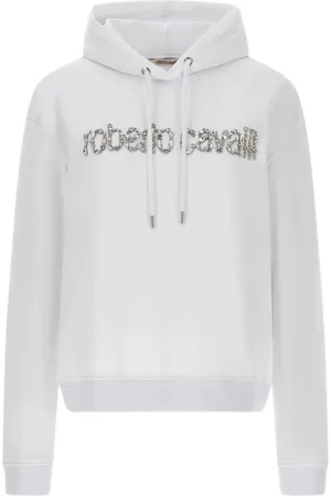 Roberto Cavalli Bluzy, Kobieta, Biały, XL, Bluza z logo Biała Damska Wyprodukowana we Włoszech