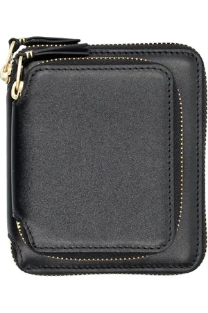 Comme des Garçons Akcesoria, unisex, Czarny, ONE SIZE, Skóra, Czarny skórzany portfel zapinany na zamek z wieloma kieszeniami