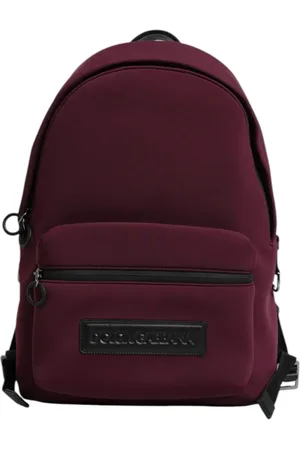 Dolce & Gabbana Torebki, Mężczyzna, Czerwony, ONE SIZE, Bordowy plecak tekstylny z paskami skórzanymi