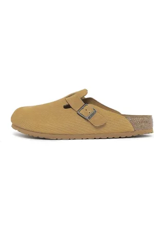 Birkenstock Buty, Kobieta, brązowy, 36 EU, Skóra, Boston Zamszowa Skóra Tłoczony Sztruks Korek Brązowy